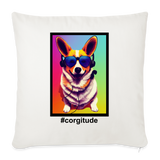 Rocking Corgi - Throw Pillow Cover 18” x 18” - Customizable - natural white