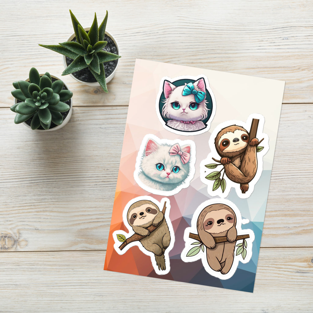 Kitties and Sloths - Sticker sheet