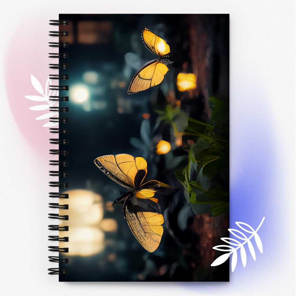Butterflies At Night - Spiral notebook
