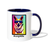 Corgi4Life - Contrast Coffee Mug - Customizable - white/cobalt blue