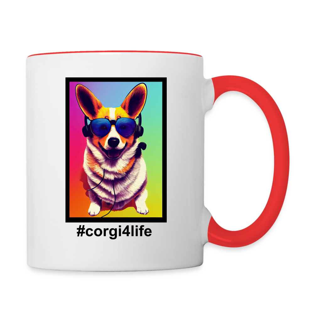 Corgi4Life - Contrast Coffee Mug - Customizable - white/red