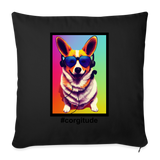 Rocking Corgi - Throw Pillow Cover 18” x 18” - Customizable - black