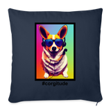 Rocking Corgi - Throw Pillow Cover 18” x 18” - Customizable - navy