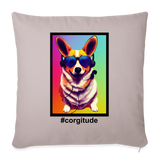 Rocking Corgi - Throw Pillow Cover 18” x 18” - Customizable - light taupe